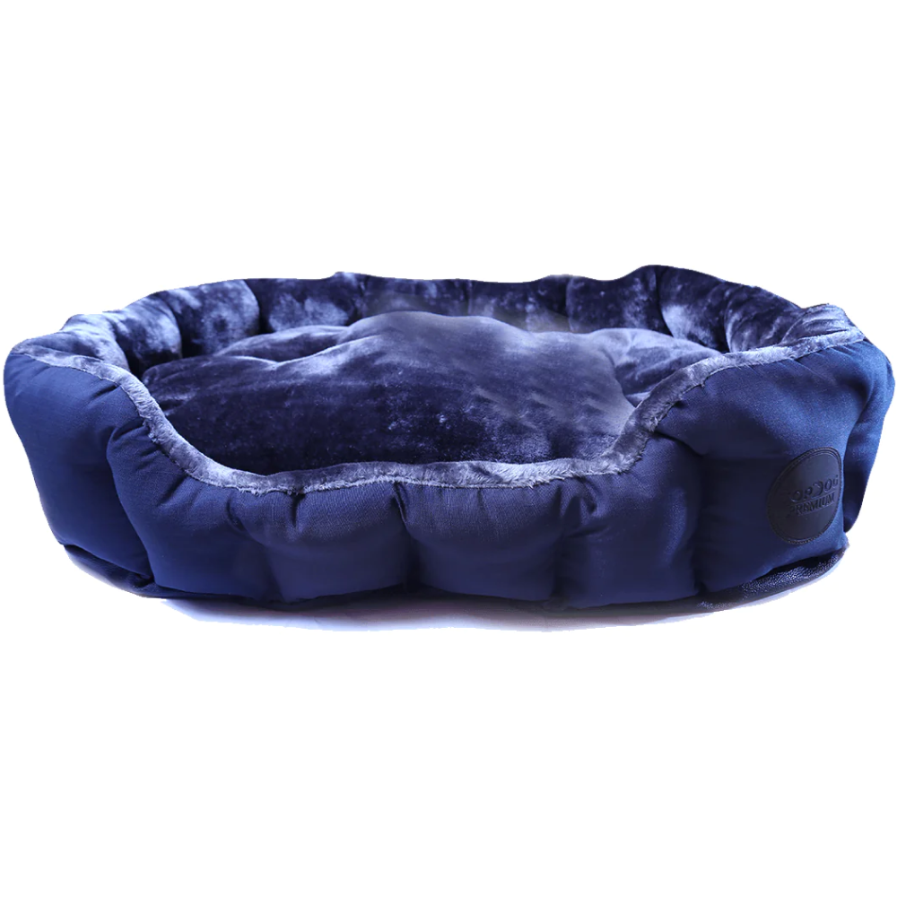TopDog Premium Rib Stock Oval Lounger Bed for Dogs and Cats (Navy) (Get a Toy Free)