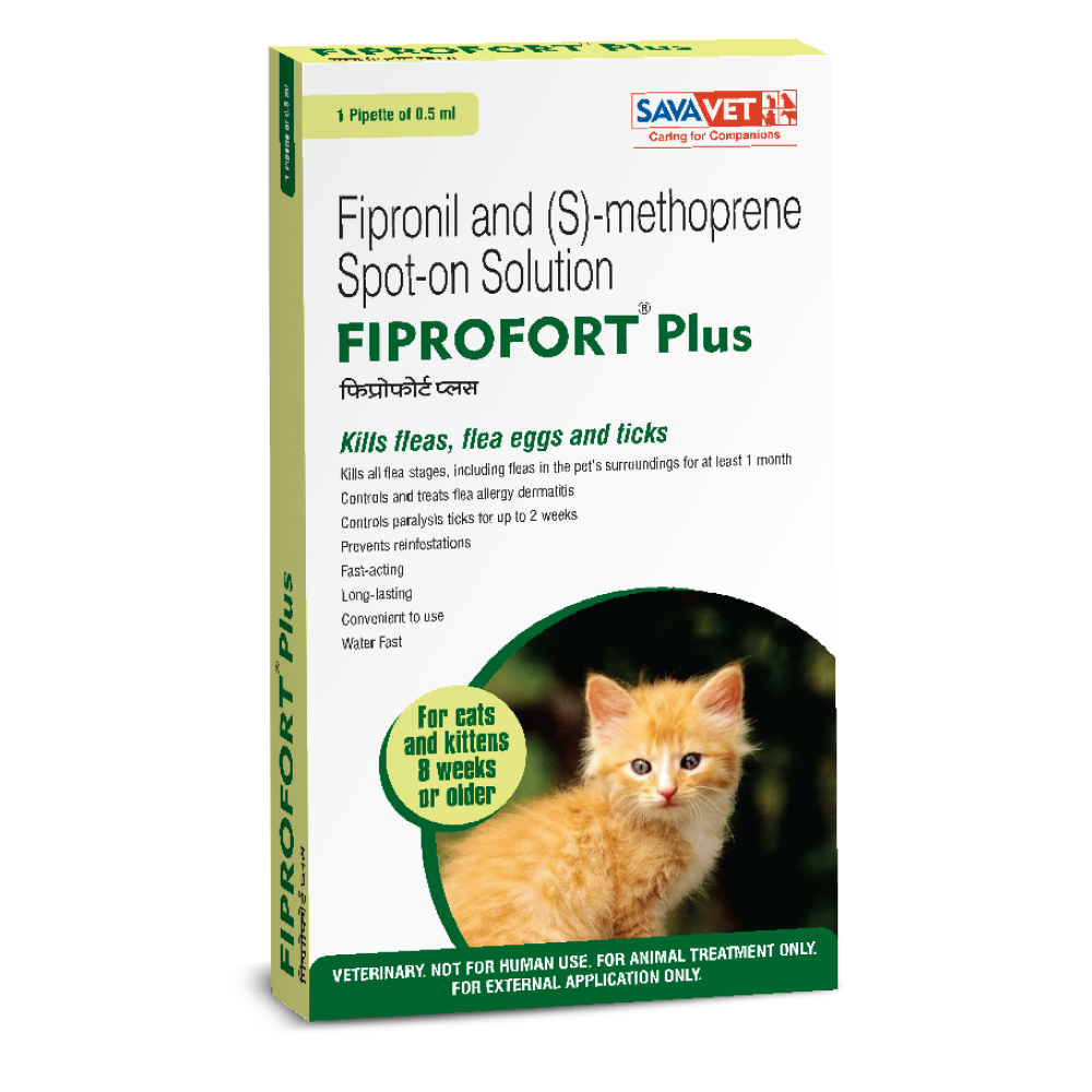 Areion Vet Feli D Dewormer Tablets (pack of 4 tablets) and Savavet Fiprofort Plus Tick & Flea Control Spot On for Cats Combo Cats-Pharmacy Exclusive Combo