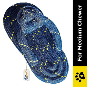 Pet Vogue Sandal Shaped Rope Toy for Dogs (Blue) | For Medium Chewers (Dark Blue)