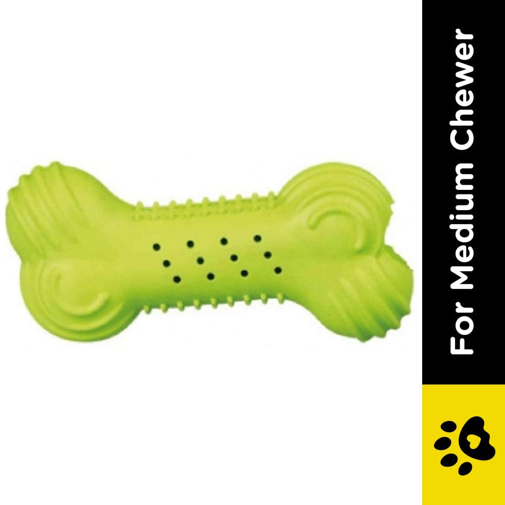 Trixie Natural Rubber Rustling Bone Toy for Dogs (Green)