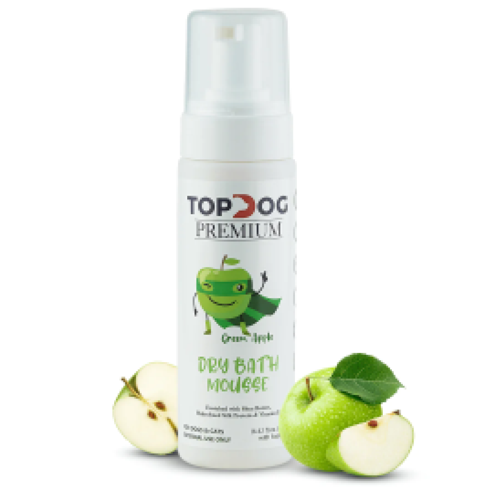 TopDog Premium Green Apple Dry Bath Shampoo Spray for Dogs and Cats