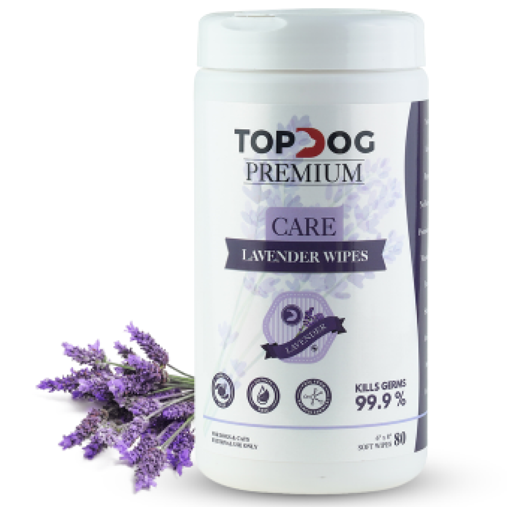 TopDog Premium Lavender Sanitizing Wipes for Dogs and Cats