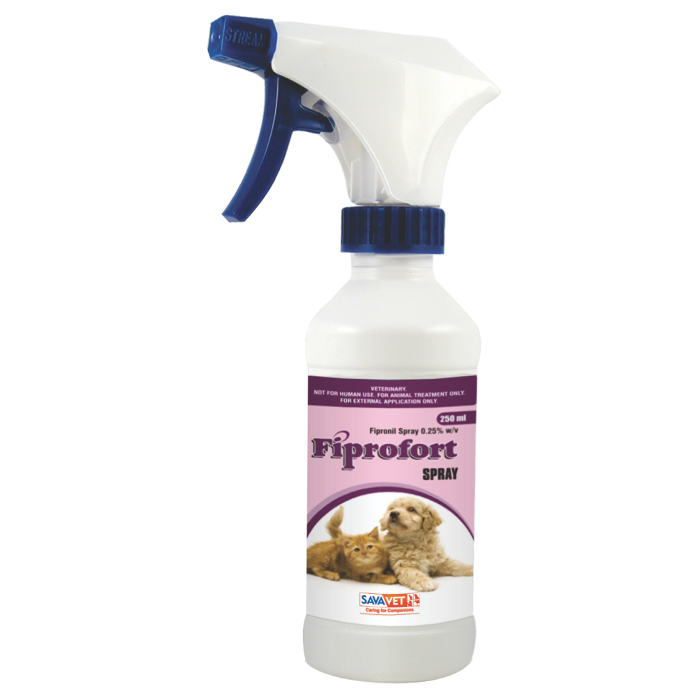 Savavet Fiprofort (Fipronil) Tick and Flea Control Spray for Dogs & Cats (100ml)