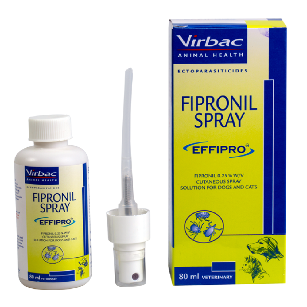 Virbac Effipro (Fipronil) Tick and Flea Control Spray for Dogs & Cats (80ml)