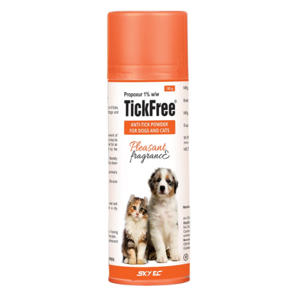 Skyec Tick Free (Propoxur) Tick and Flea Control Powder for Dogs & Cats (100g)