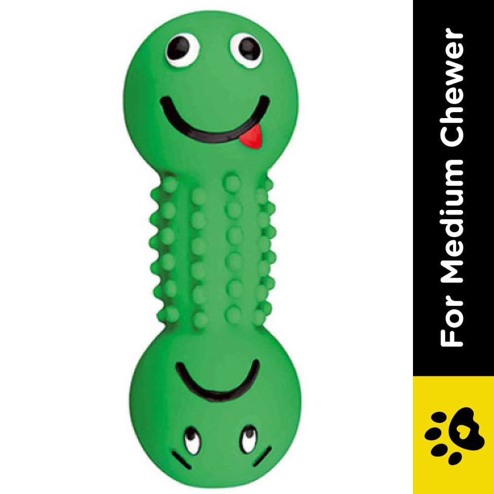 Trixie Smiley Dumbbell with Motifs Latex Toy for Dogs (Green)