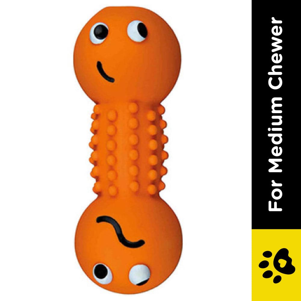 Trixie Smiley Dumbbell with Motifs Latex Toy for Dogs (Orange)