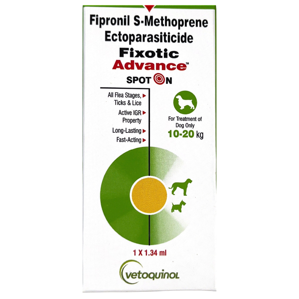 Vetoquinol Fixotic Advance 10 to 20kg Spoton and Veko Kicktape Dog Deworming Tablet Combo