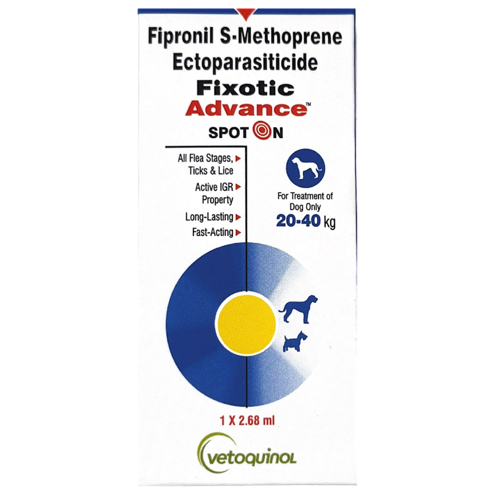 Vetoquinol Fixotic Advance 20 to 40kg Spoton and Savavet Kiwof Plus Dog Deworming Tablet Combo Dogs-Pharmacy Exclusive Combo