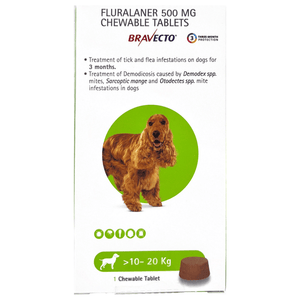 MSD Animal Health Bravecto Tablet (500mg) and Vivaldis Exsite Dog Shampoo Tick & flea Control Combo