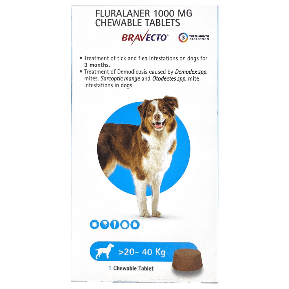 Savavet Kiwof Plus XL Deworming Tablet (10 tablets) and MSD Animal Health Bravecto (Fluralaner) Tick & Flea Control Tablet (1 tablet) (20 to 40 kg) for Dogs Combo Dogs-Pharmacy Exclusive Combo