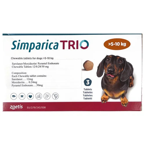 Zoetis Simparica Trio Tick and Flea Control Tablet for Dogs (1 tablet)