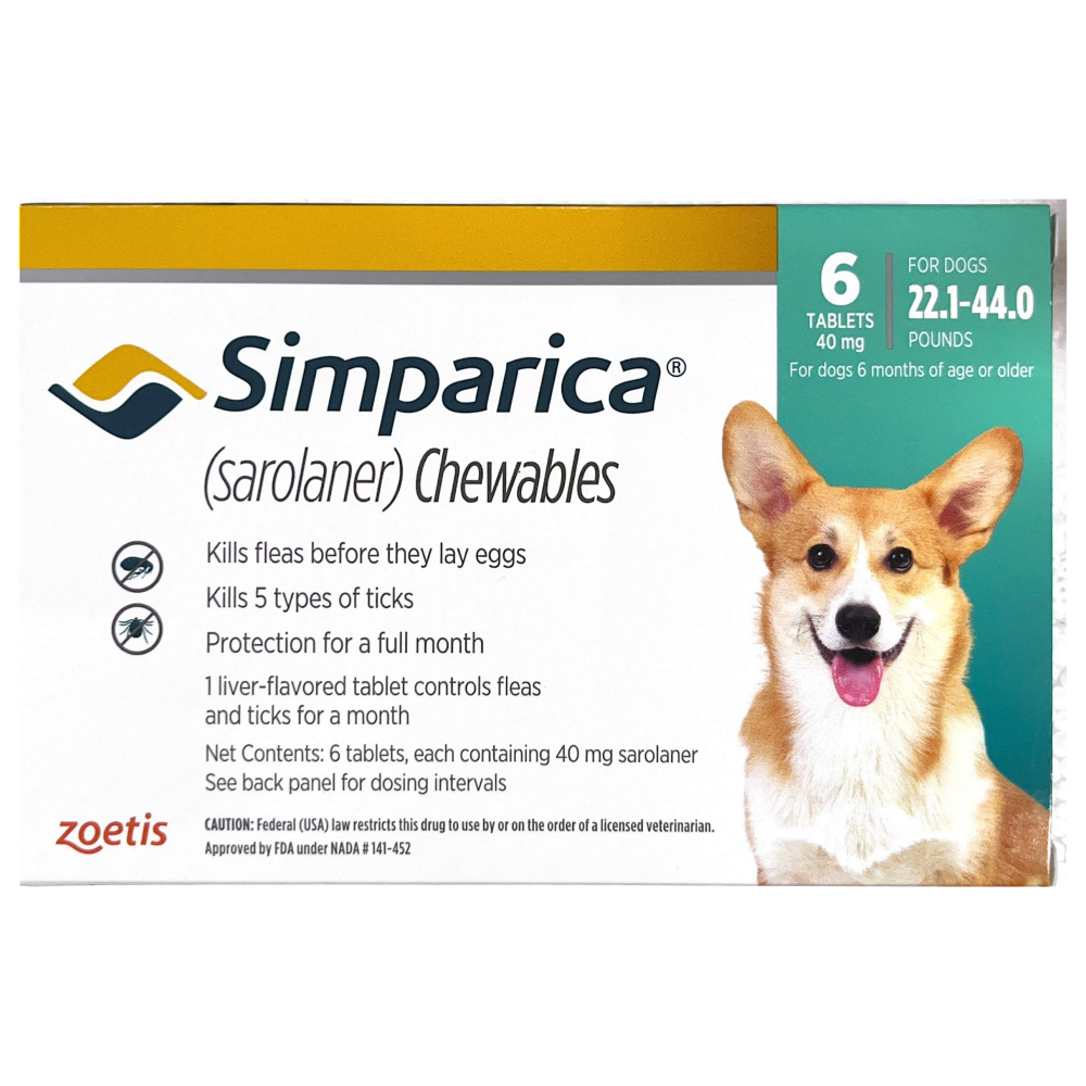 Zoetis Simparica Dog Tick and Flea Control Tablet (pack of 6 tablets)