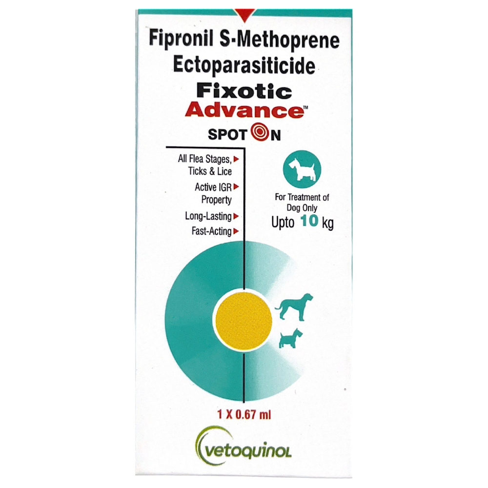 Vetoquinol Fixotic Advance Upto 10kg Spoton and Intas Eazypet Dog Deworming Tablet Combo