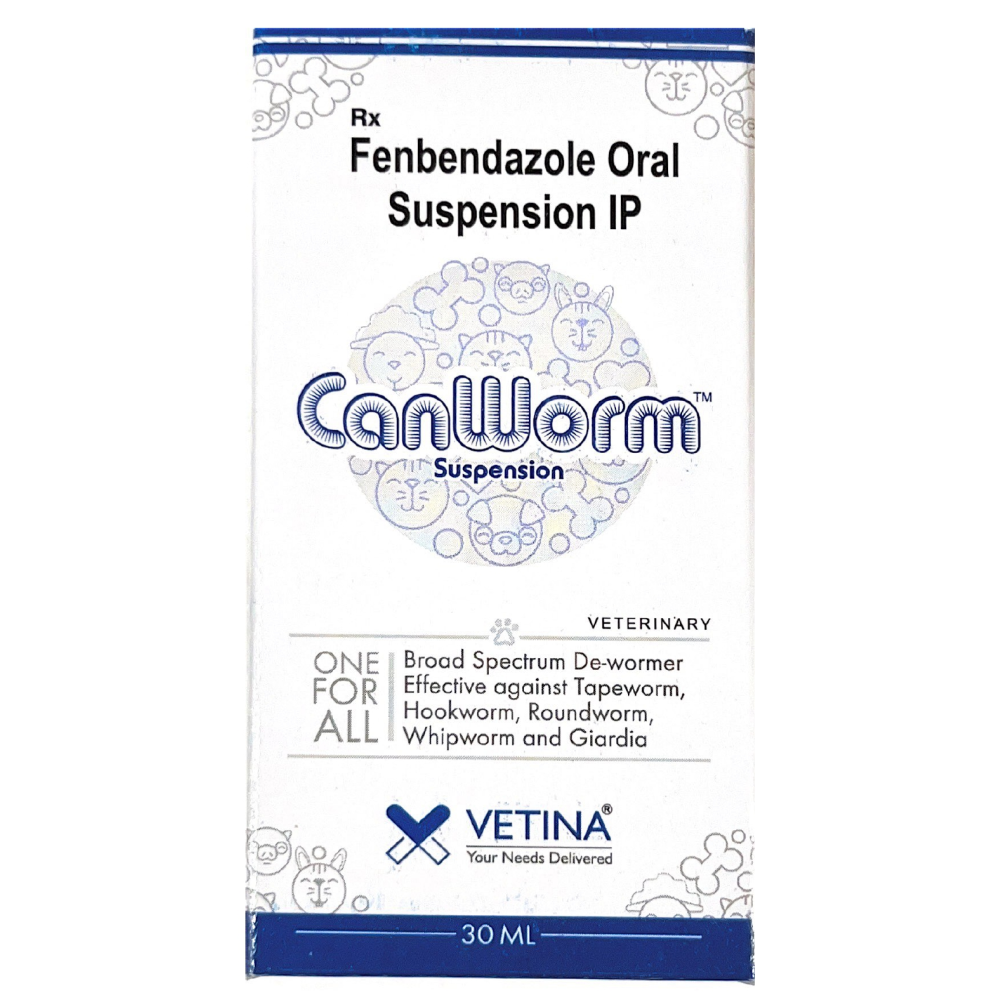 Vetina Canworm (Fenbendazole) Pet Deworming Suspension 30ml