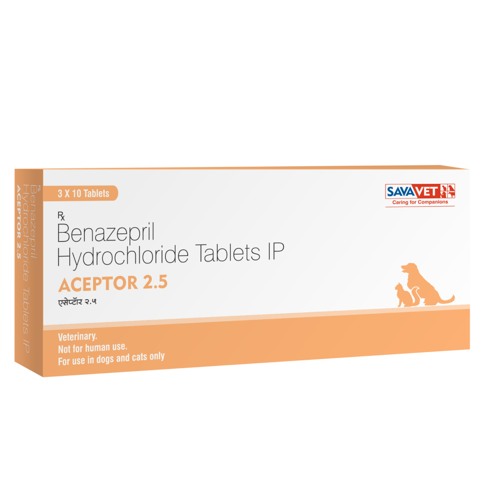 Savavet Aceptor (Benazepril Hydrochloride) 2.5mg Tablet for Dogs & Cats (10 tablets) Both-Pharmacy Savavet Pharmacy 2.5mg - 1 strip (10 Tablets)
