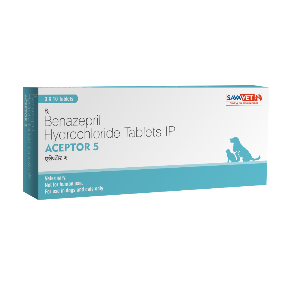 Savavet Aceptor (Benazepril Hydrochloride) 5mg Tablet for Dogs & Cats (10 tablets) Both-Pharmacy Savavet Pharmacy 5mg - 1 strip (10 Tablets)