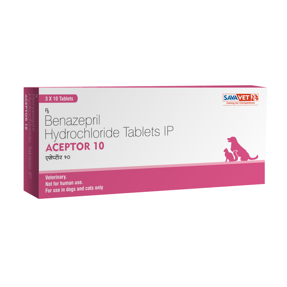 Savavet Aceptor (Benazepril Hydrochloride) 10mg Tablet for Dogs & Cats (10 tablets) Both-Pharmacy Savavet Pharmacy 10mg - 1 Strip (10 Tablets)