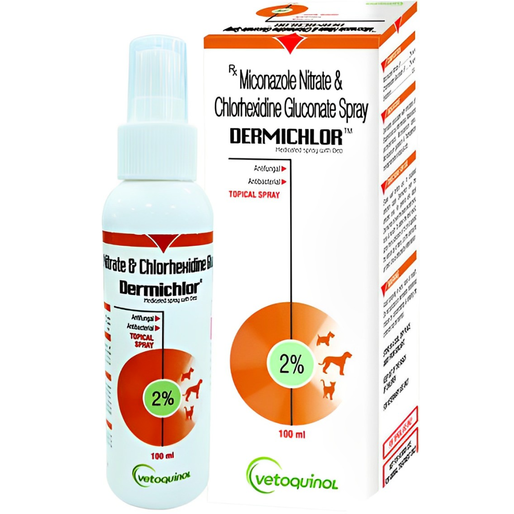 Intas Pomisol Ear Drops (15ml) and Vetoquinol Dermichlor Antibacterial Antifungal Spray (100ml) for Dogs & Cats Combo Both-Pharmacy Exclusive Combo