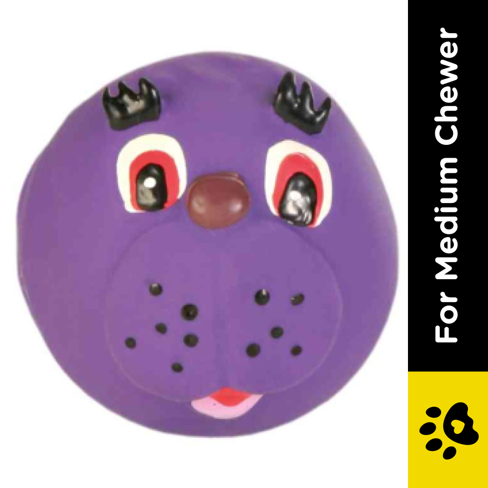 Trixie Animal Faces Latex Ball Toy for Dogs (Purple)