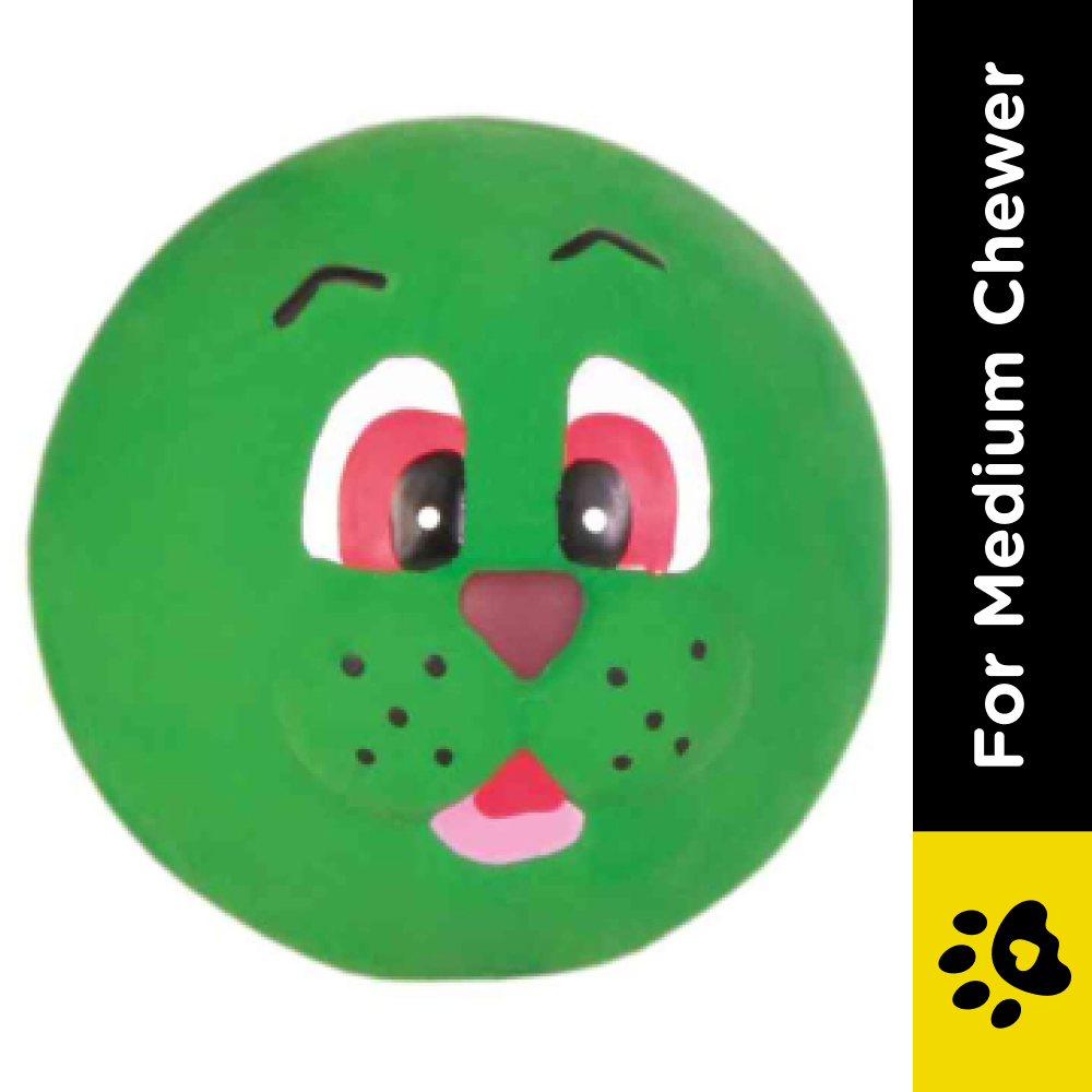 Trixie Animal Faces Latex Ball Toy for Dogs (Green)