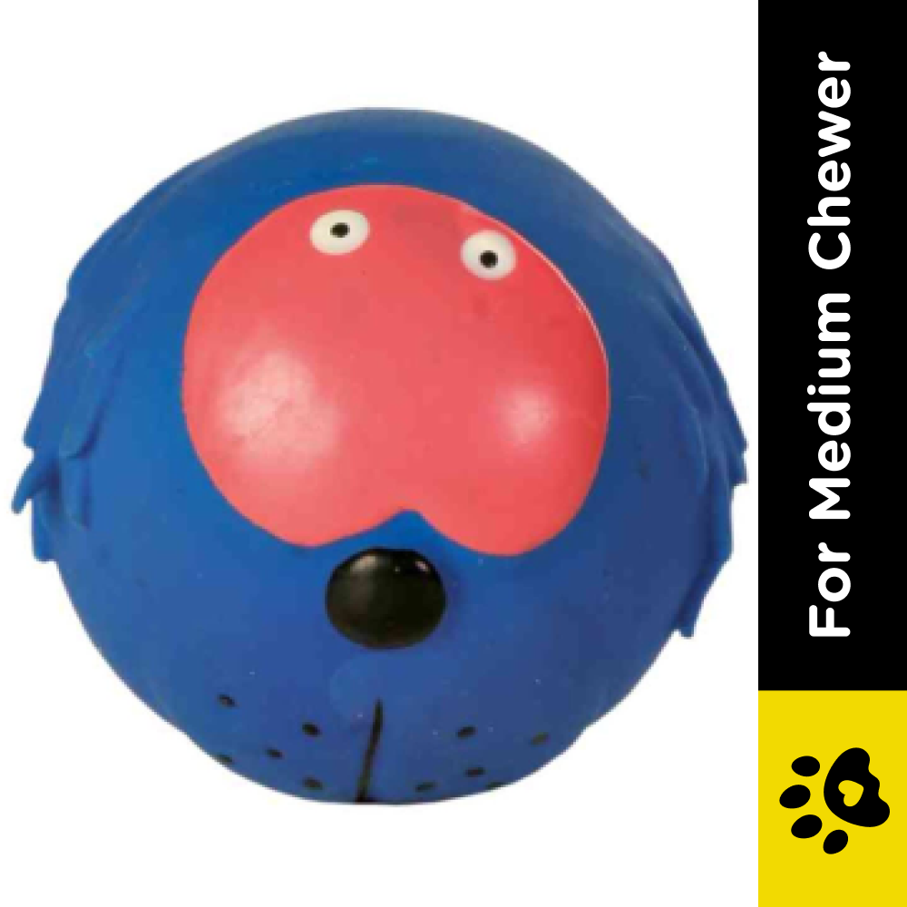 Trixie Animal Faces Latex Ball Toy for Dogs (Blue)