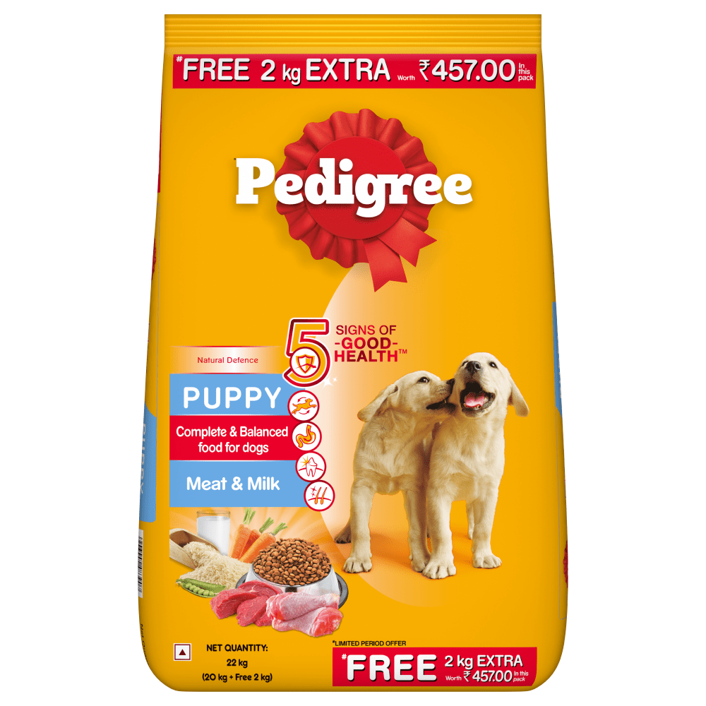 Pedigree Meat & Milk Dry and Chicken Chunks in Gravy Wet Puppy Food Combo