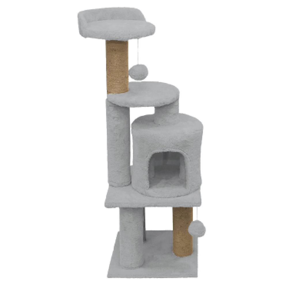 Hiputee Soft Fur Activity Scratching Post with Natural Sisal Rope Triple Platform Tower Tree for Cats