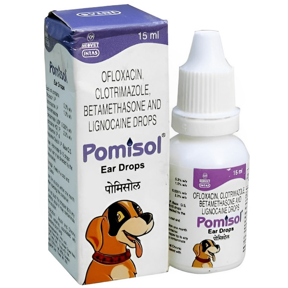 Virbac Vitabest Derm Omega 3+6 Syrup (250ml) and Intas Pomisol Ear Drops (15ml) for Dogs & Cats Combo Both-Pharmacy Exclusive Combo