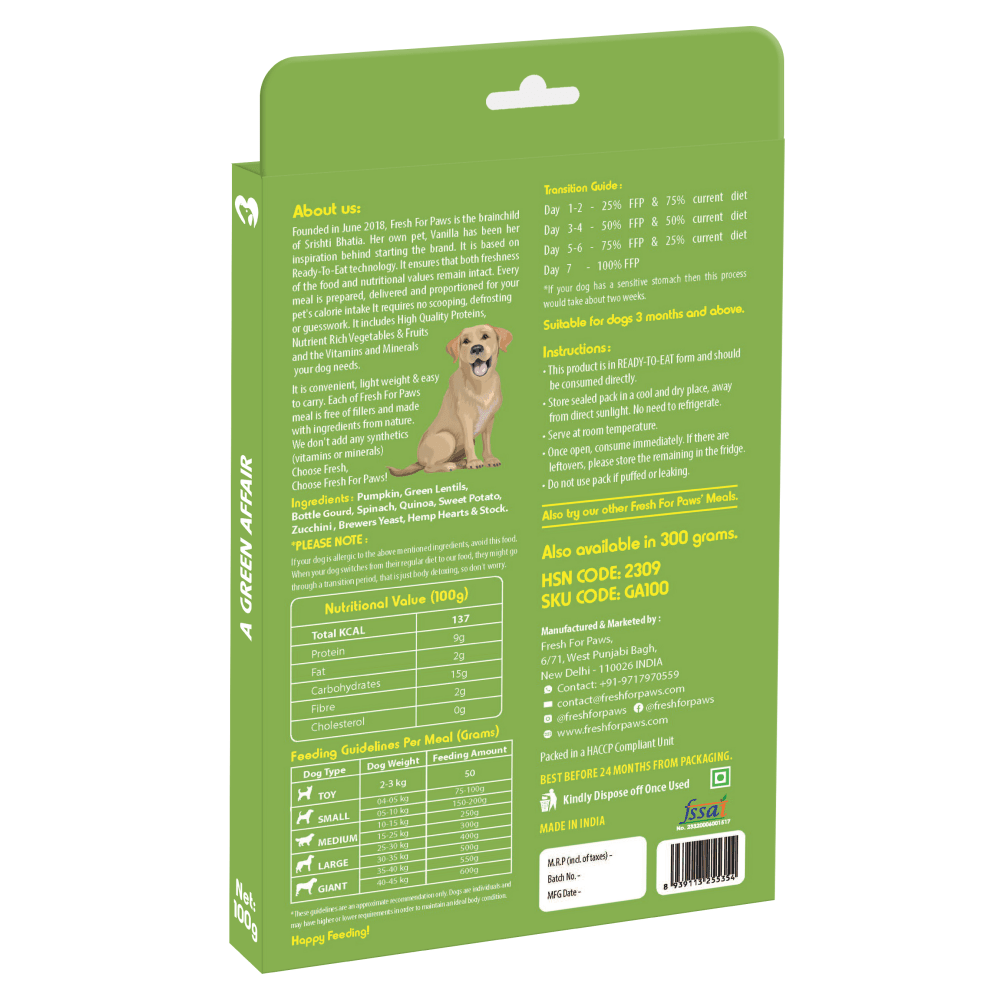 Fresh For Paws A Green Affair Grain Free & Vegan Dog Wet Food (300g) Dogs-Fresh Food Fresh For Paws