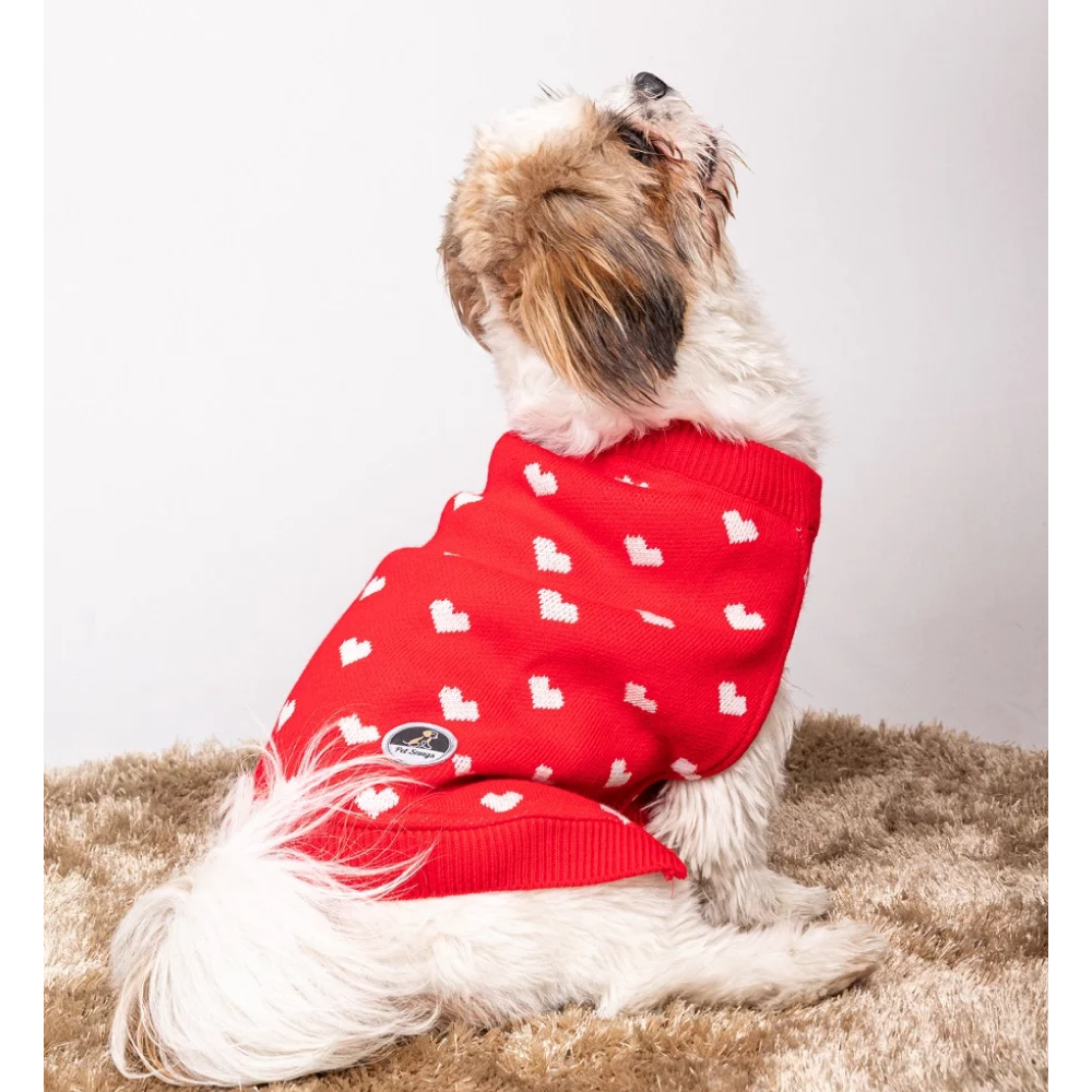 Petsnugs Heart Sweater for Dogs and Cats (Red)