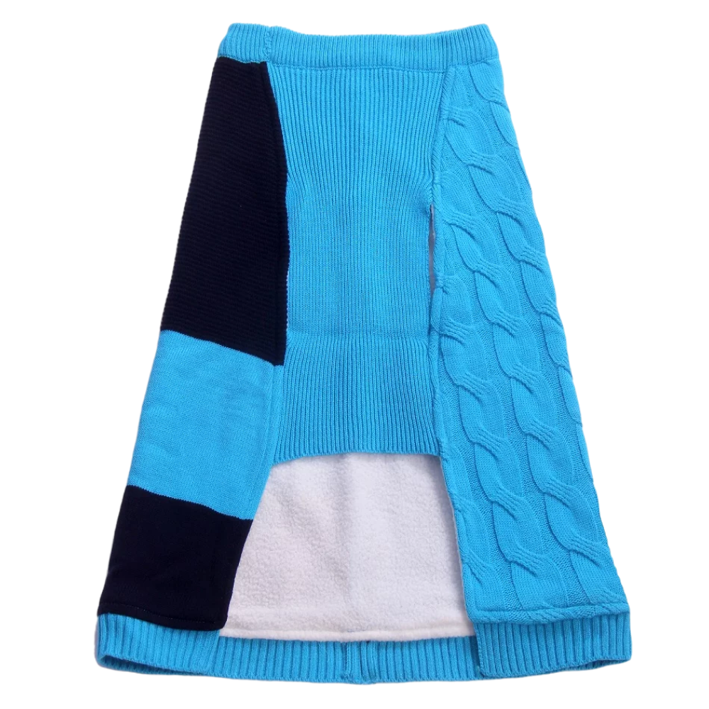 Petsnugs Half Cable Half Fully Fashion Sweater for Dogs and Cats (Blue/Black)