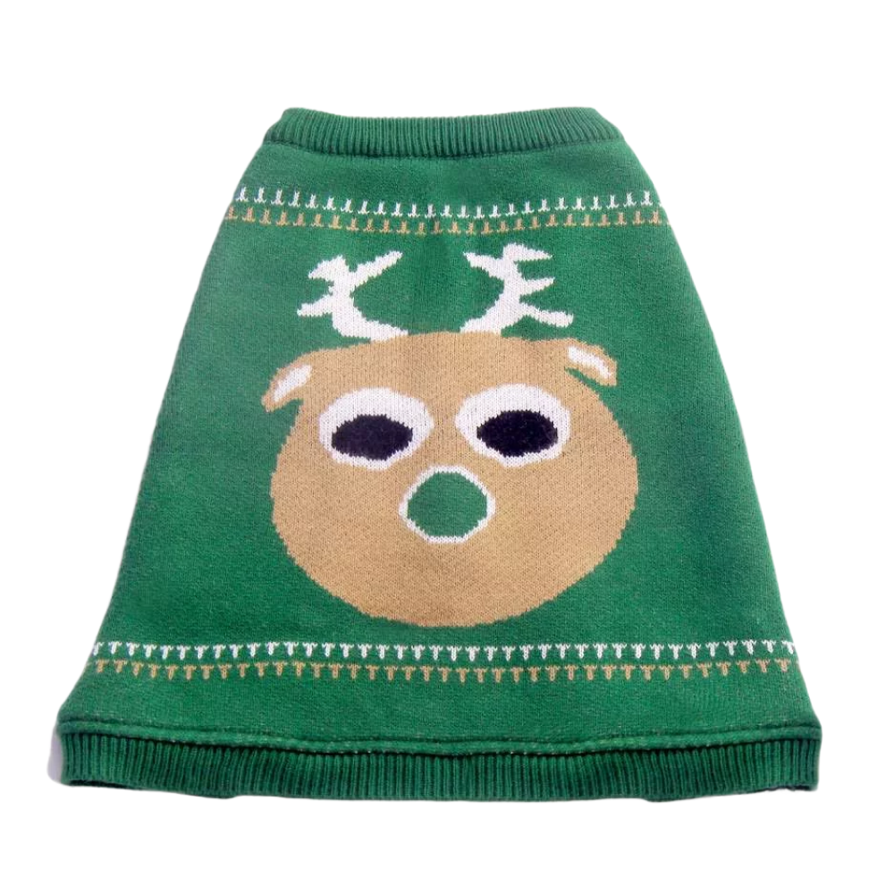Petsnugs Christmas Reindeer Sweater for Dogs and Cats (Dark Green)