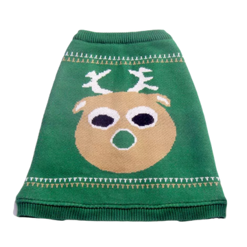 Petsnugs Christmas Reindeer Sweater for Dogs and Cats (Dark Green)