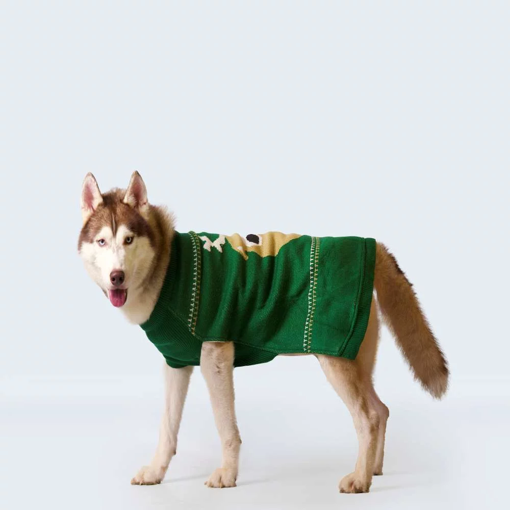 Petsnugs Christmas Reindeer Sweater for Dogs and Cats (Dark Green)