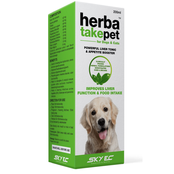 Gutwell Probiotic Powder (100g) & Herbatake Pet Liver Tonic (100ml) Combo for Dogs & Cats