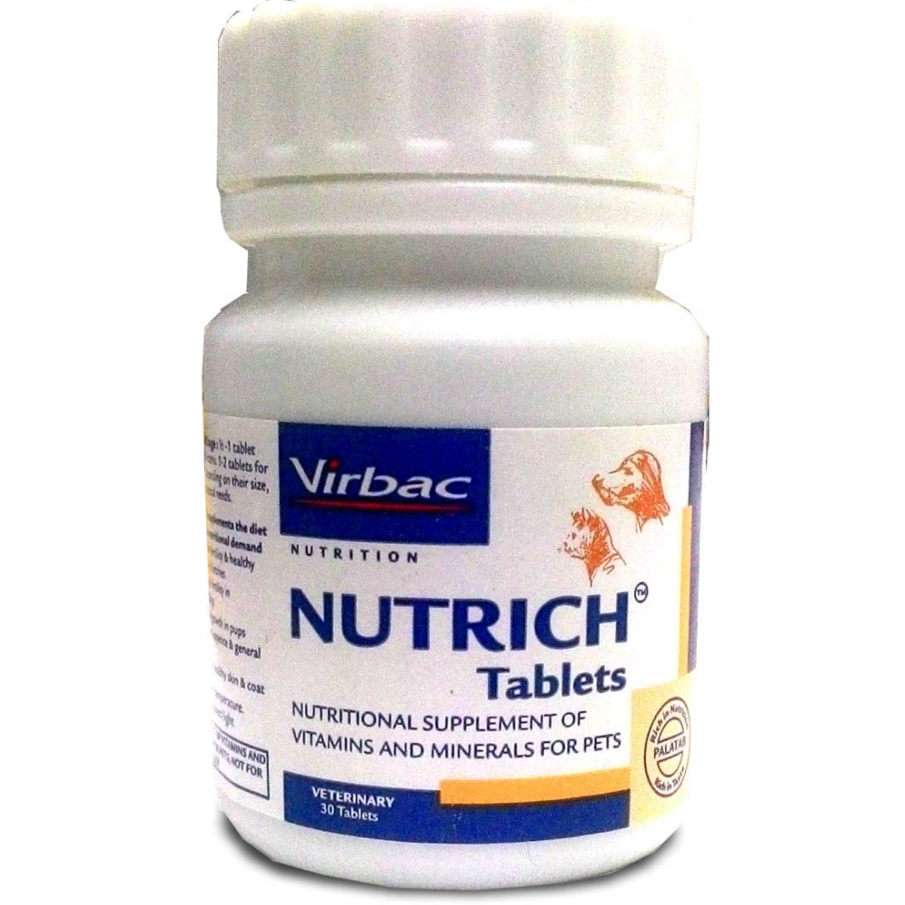 Virbac Ostopet Calcium Supplement Syrup 250ml and Nutrich Multi Vitamin Tablets (30 Tablets) for Dogs & Cats Combo Both-Pharmacy Exclusive Combo