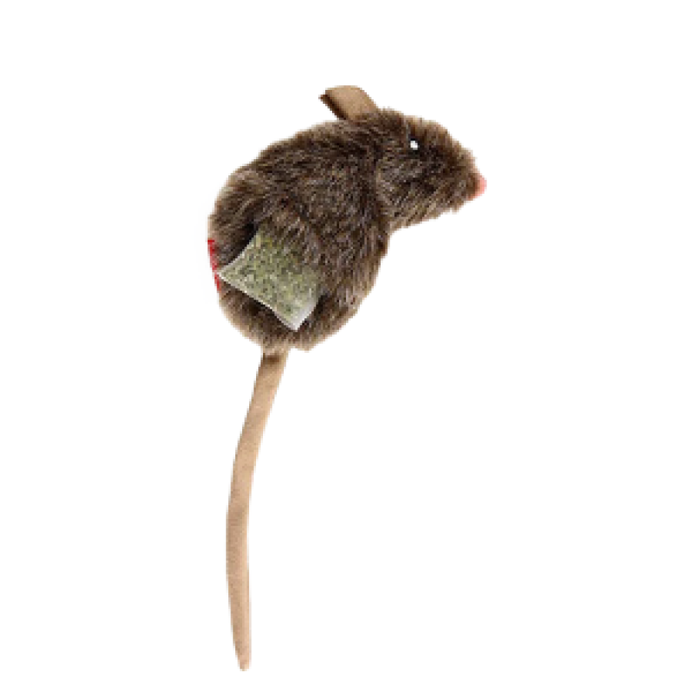 GiGwi Mouse Refillable Catnip with 3 Catnip Teabags in Ziplock Bag Toy for Cats (Brown) Cats-Toys GiGwi