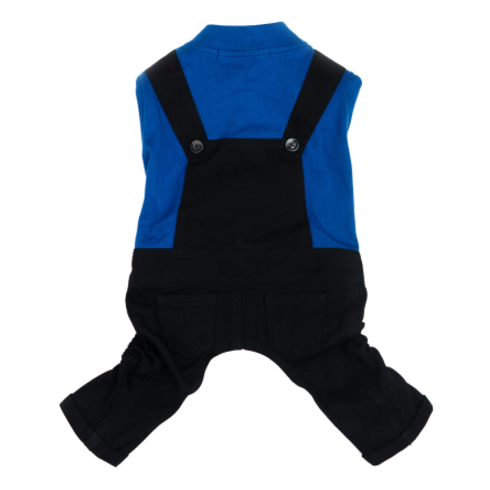 Dogobow Dungaree Dress For Dogs (Blue/Black) (Get a Bow Free)