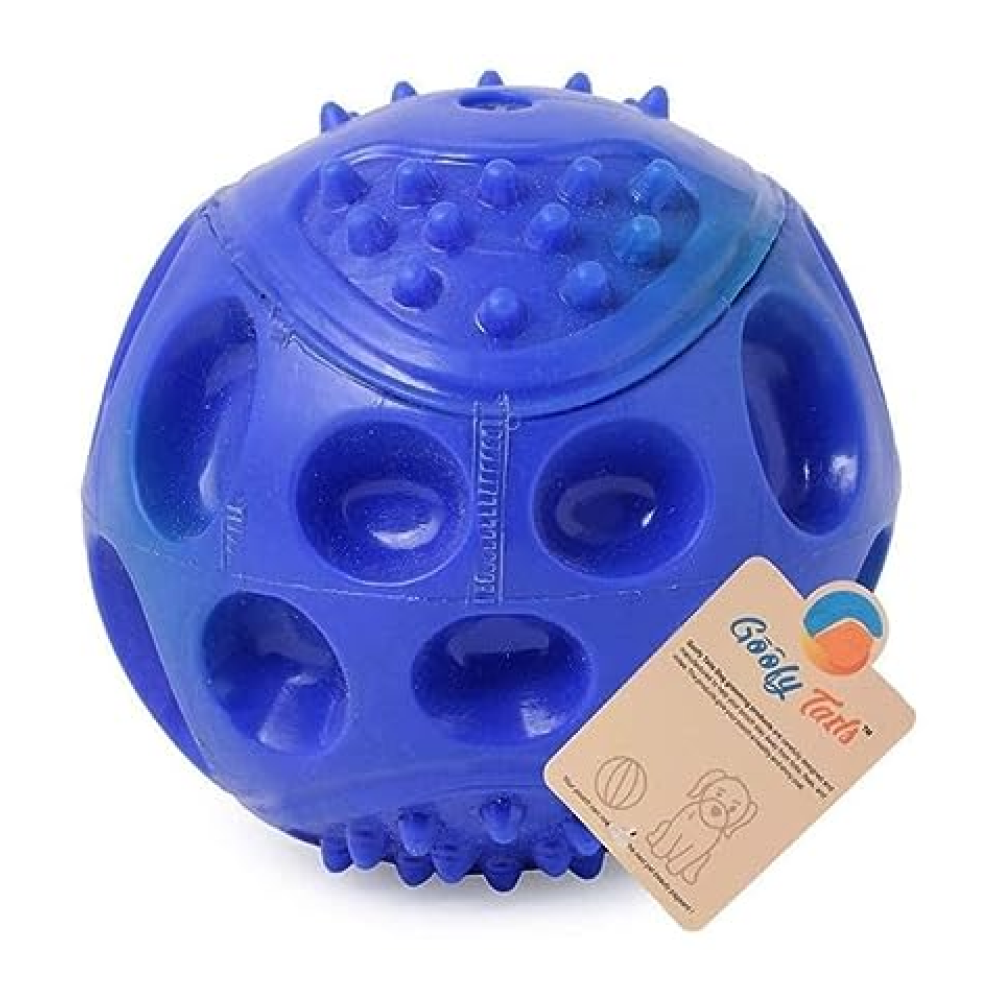 Goofy Tails Hard Squeaky Rubber Ball Toy for Dogs (Blue)
