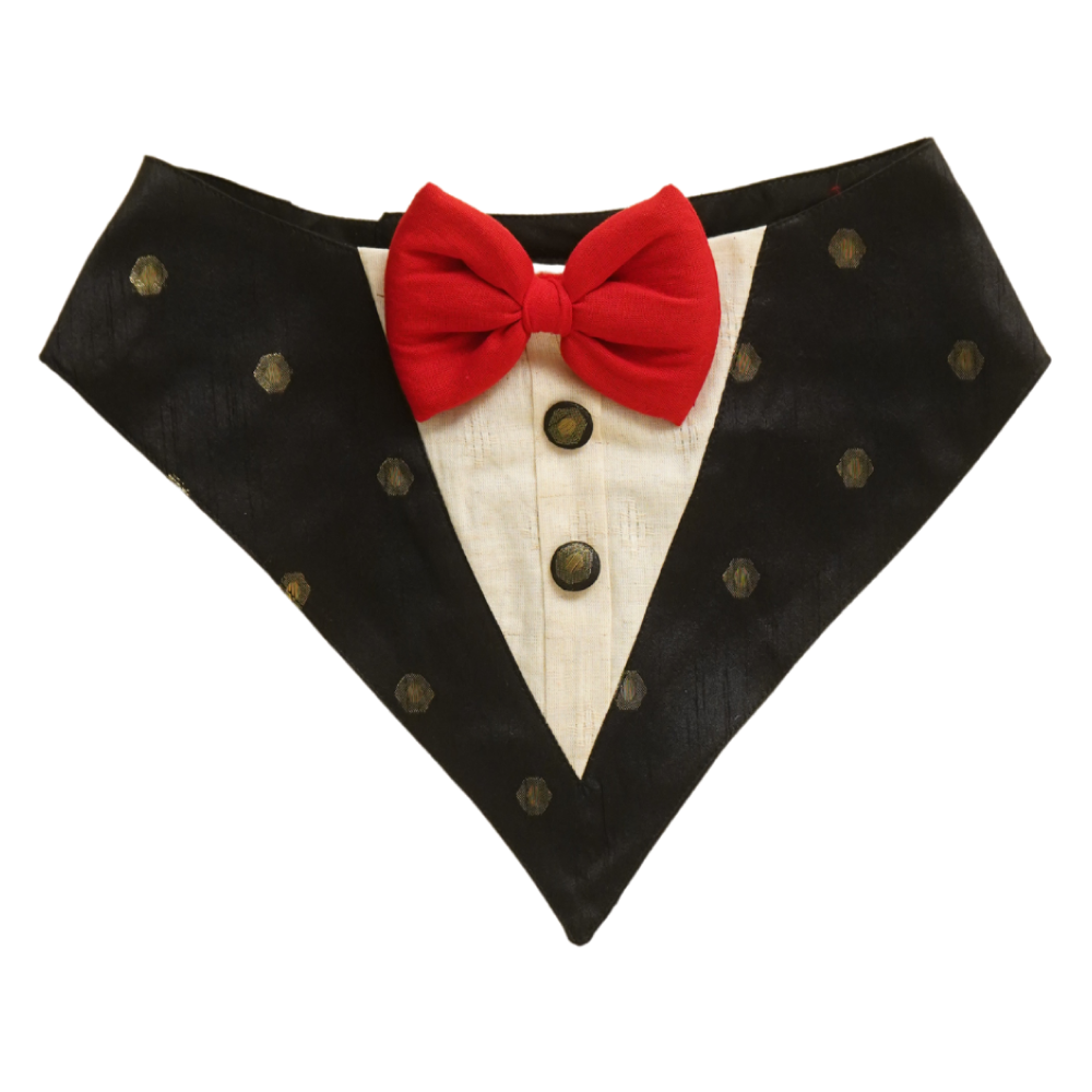Floof & Co Silk Tux Bandana for Dogs (Black)