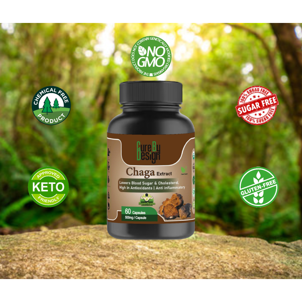 Cure By Design Chaga Mushroom Capsules for Dogs and Cats (Limited Shelf Life) Both-Health & Wellness Cure by design
