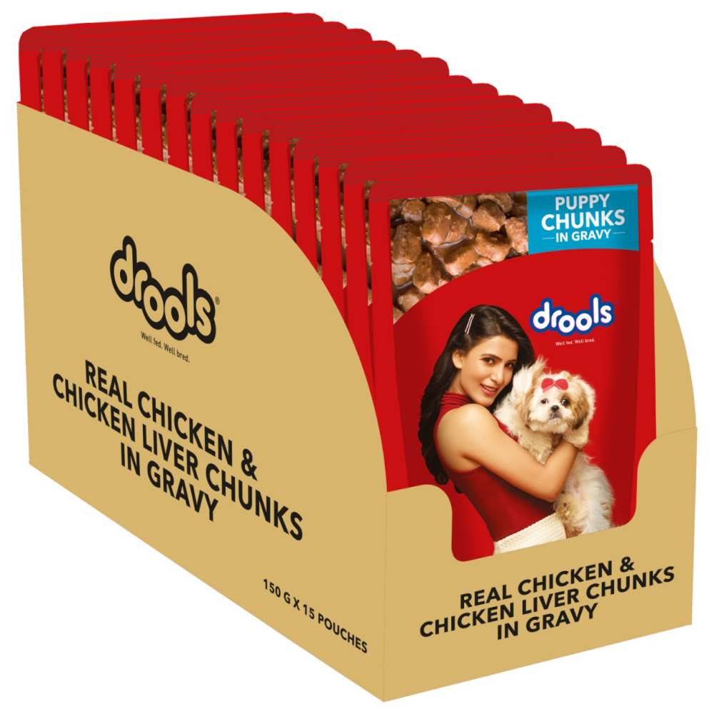 Drools Focus Super Premium Dry Food and Chicken & Chicken Liver Chunks in Gravy Puppy Dog Wet Food Combo Dogs- Dry Food Drools Focus