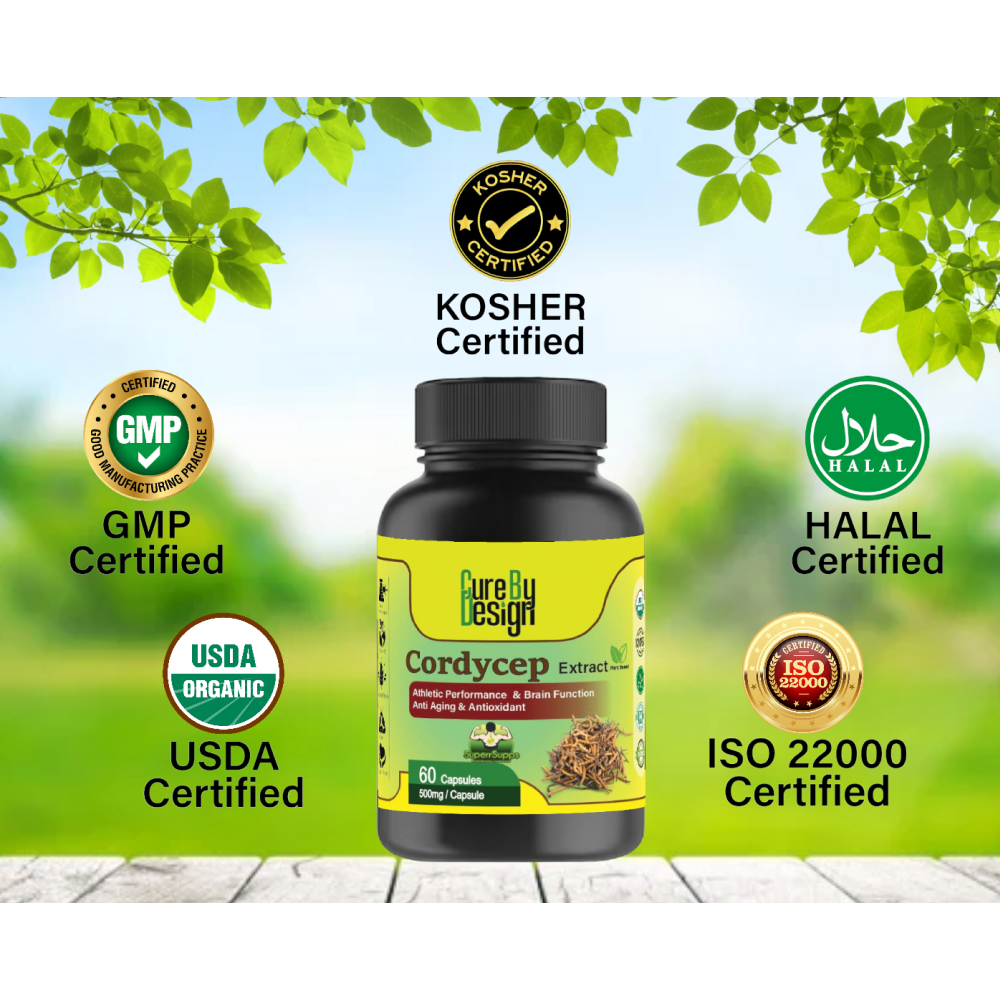 Cure By Design Cordycep Mushroom Capsules for Dogs and Cats Both-Health & Wellness Cure by design