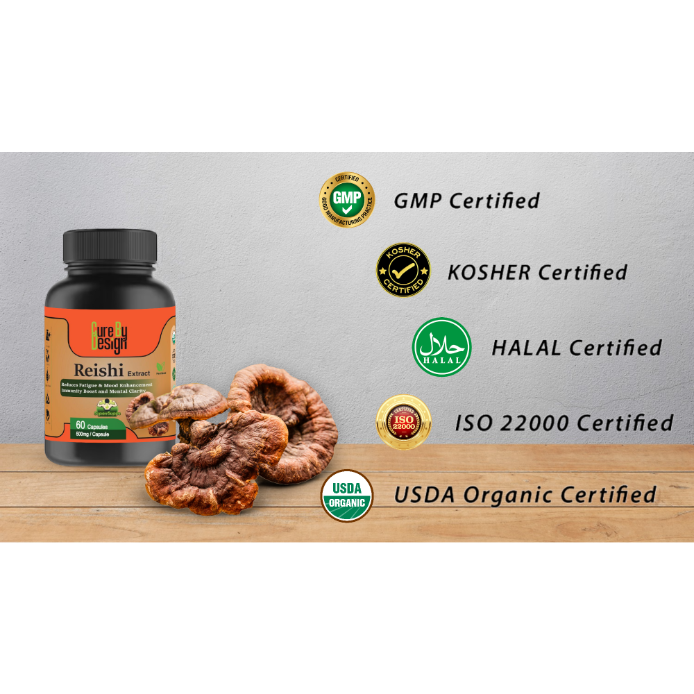 Cure By Design Reishi Mushroom Capsules for Dogs and Cats Both-Health & Wellness Cure by design