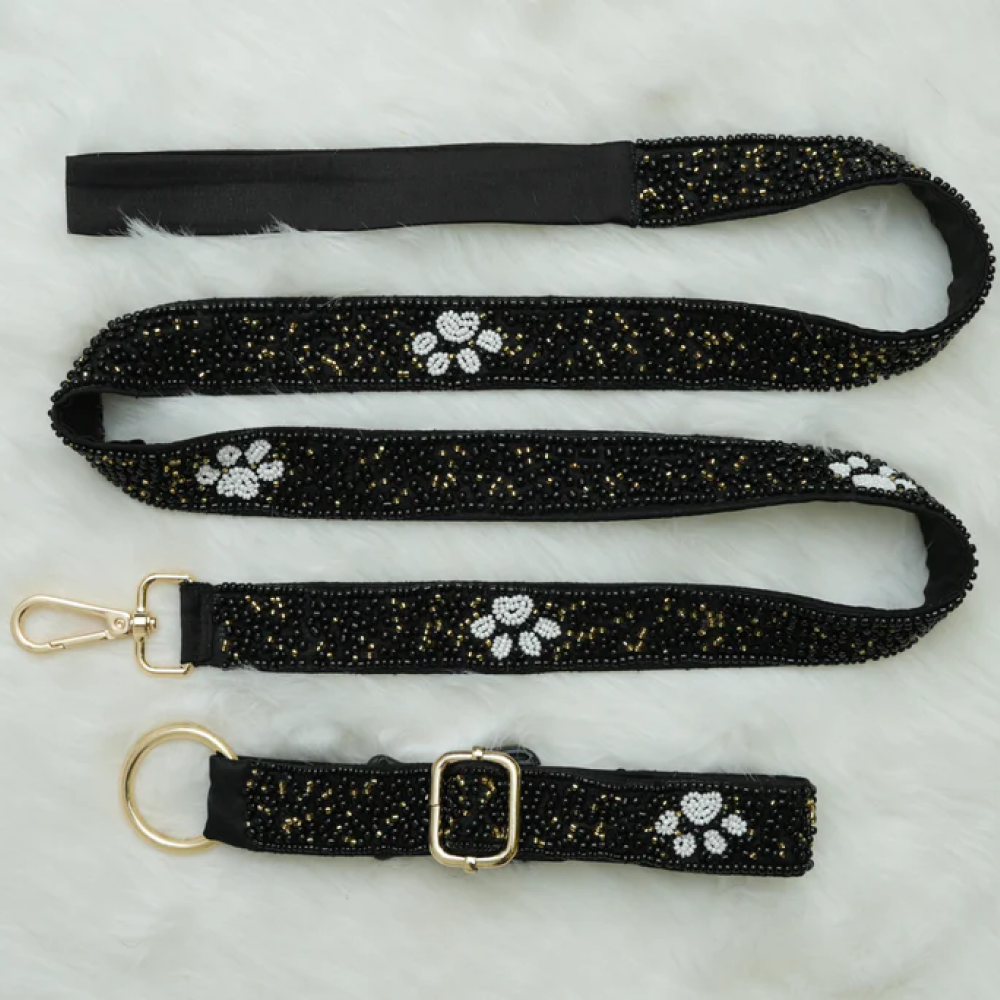 Floof & Co Paw Cocktail Leash & Collar (Blue & White) Dogs-Collar, Leashes, harnesses Floof & Co Dropship