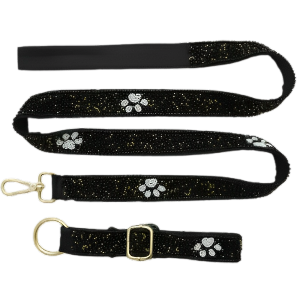 Floof & Co Paw Cocktail Leash & Collar (Blue & White) Dogs-Collar, Leashes, harnesses Floof & Co Dropship S