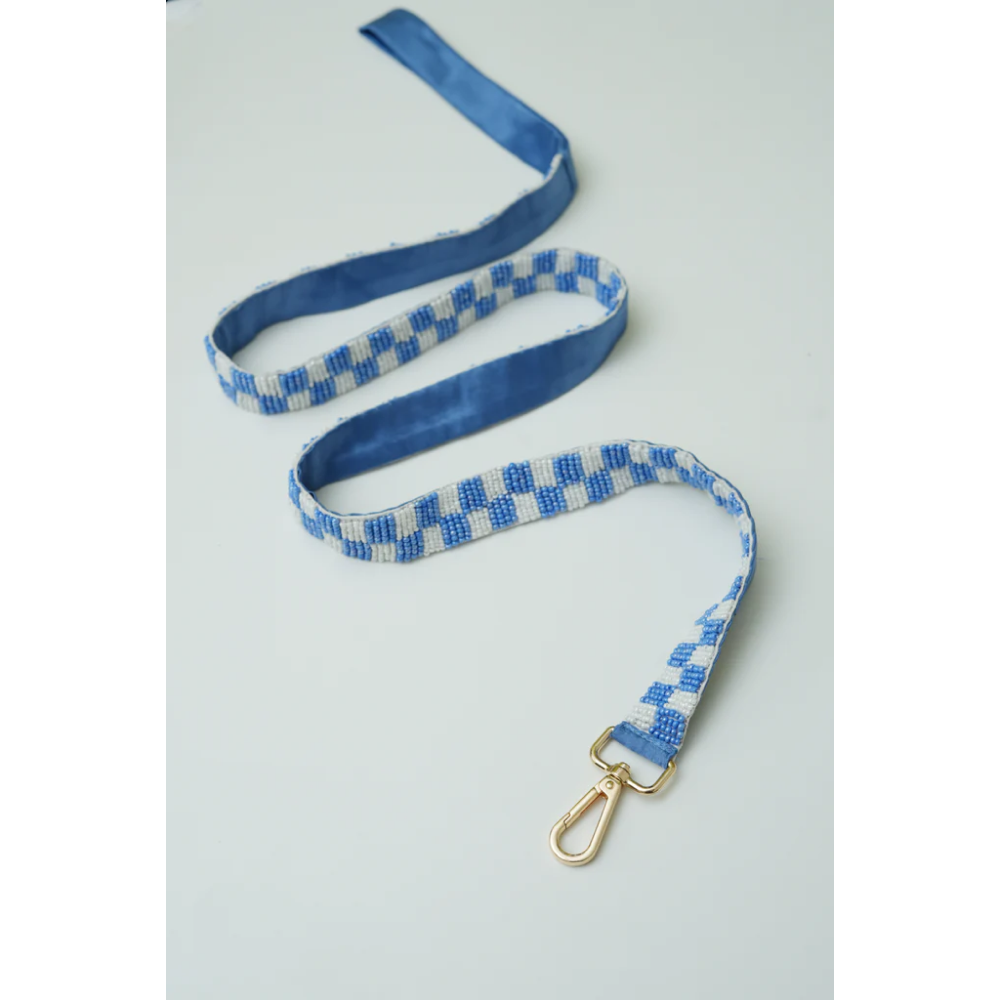 Floof & Co Checkered Leash & Collar (Blue & White) Dogs-Collar, Leashes, harnesses Floof & Co Dropship S