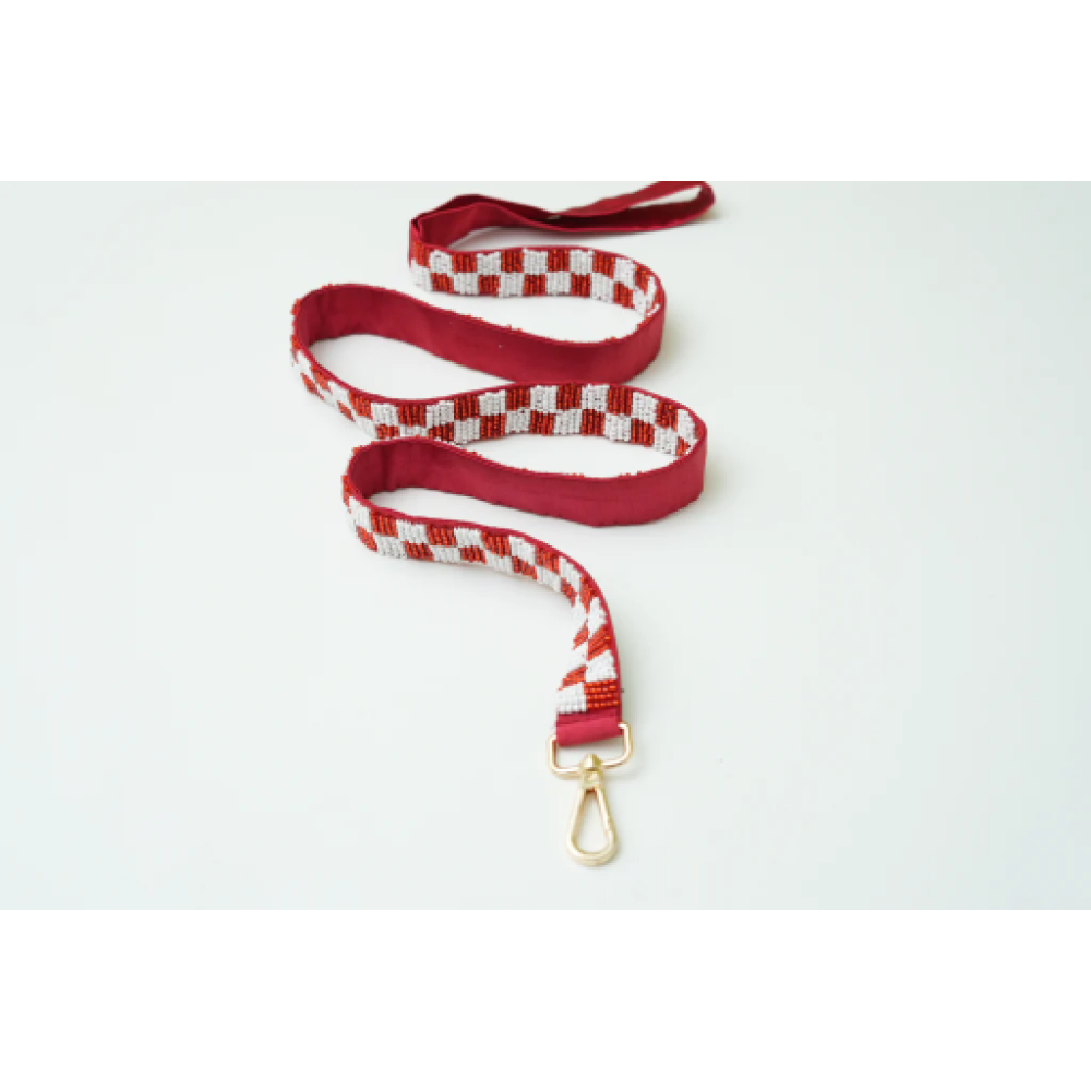 Floof & Co Checkered Leash & Collar (Red & White)