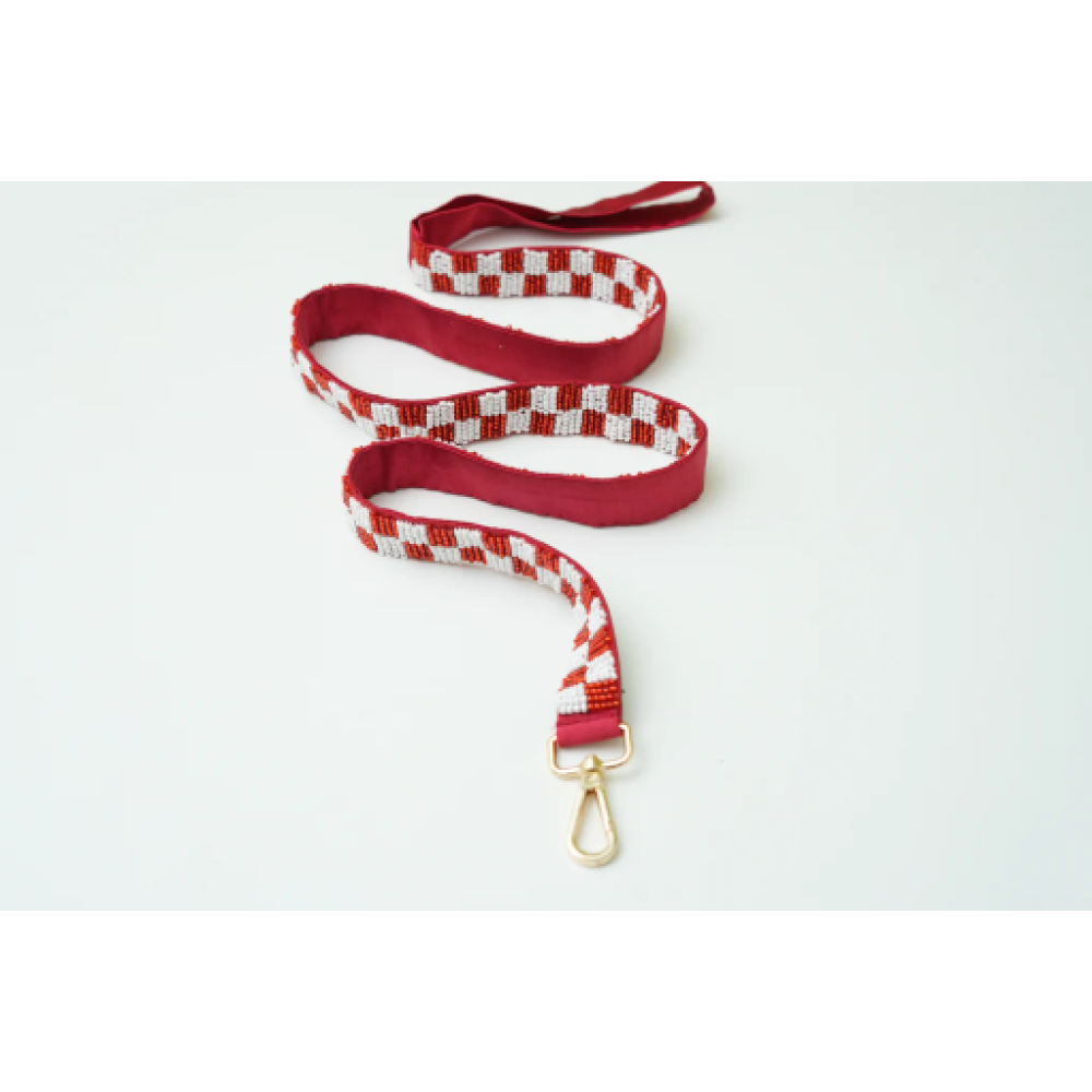 Floof & Co Checkered Leash & Collar (Red & White) Dogs-Collar, Leashes, harnesses Floof & Co Dropship
